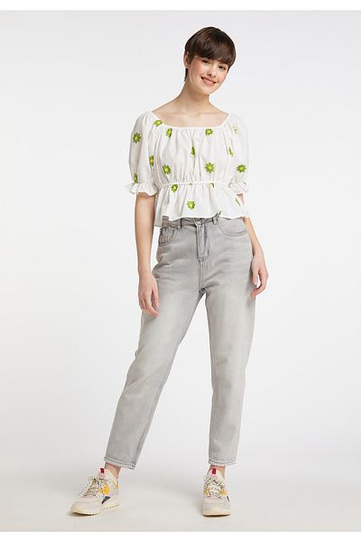 myMo Bestickte Cropped-Bluse