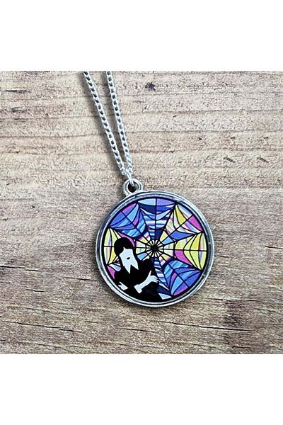 Köstebek Wednesday - Wednesday Addams Mirror Web Round Necklace