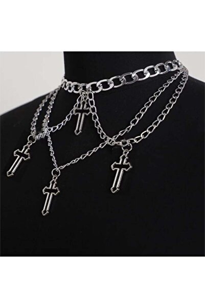 Köstebek 4'lü Haç Zincir Sıralı Kolye