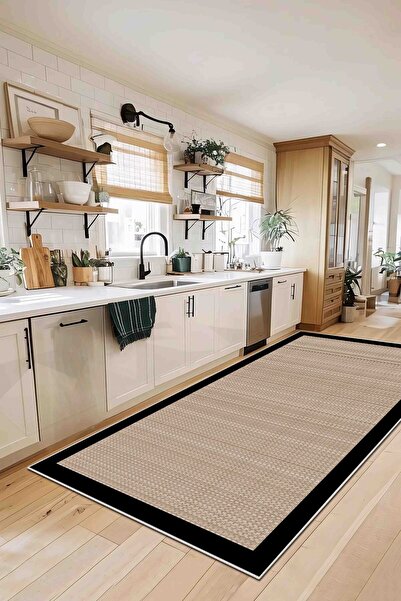 df home Mutfak Halısı Geometrik İskandinav Eskitmeli Dijital Baskı Yıkanabili...