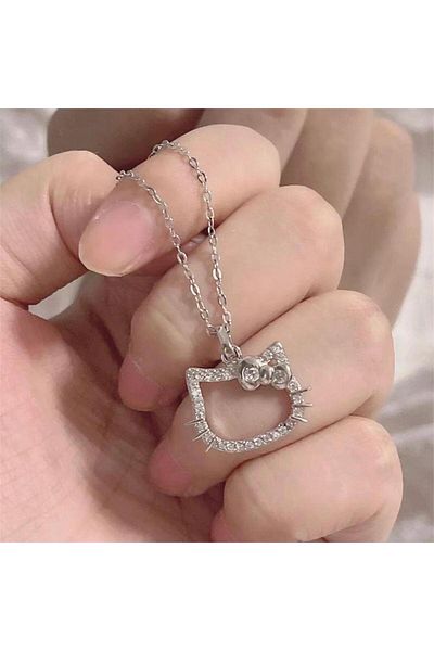 Köstebek Hello Kitty Face Frame Jewelled Necklace