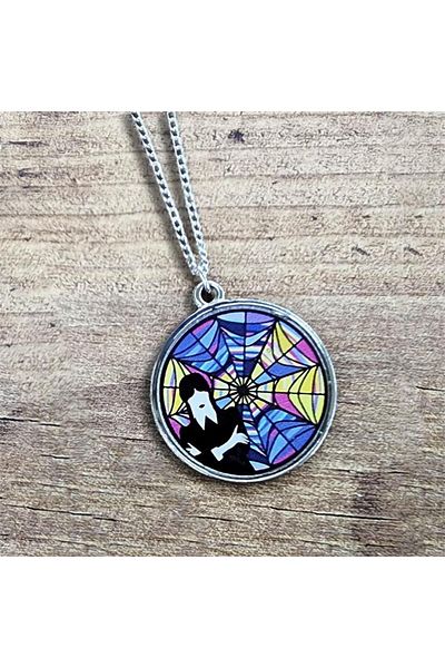 Köstebek Wednesday - Wednesday Addams Mirror Web Round Necklace