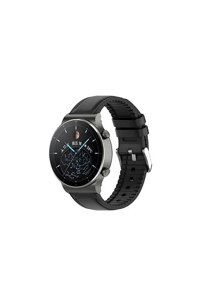 onlinekordon Huawei GT2 Pro GT3 Pro 46mm 22mm Watch Compatible Silicone Leather Covered Cord