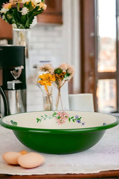 İnci Emaye 4.5 Liter 36 cm Enameled Basin and Mixing Bowl - Dough Basin. The Fruit Pot. Dowry. Big Bowl