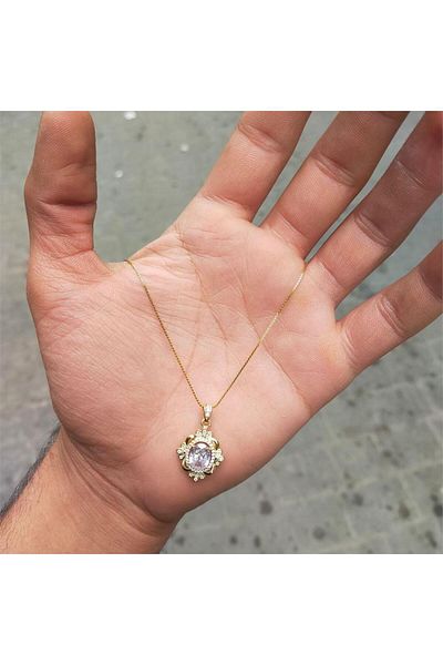 Köstebek Vintage Jewelled Gold Chain Necklace