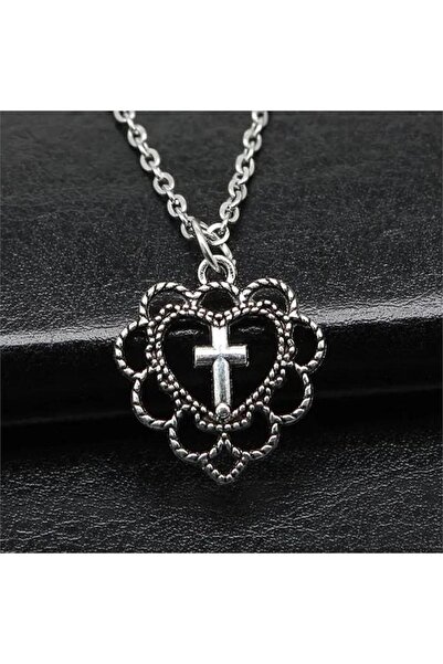 Köstebek Cross In The Traditional Heart Kolye