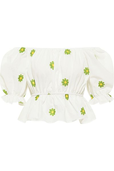 myMo Bestickte Cropped-Bluse