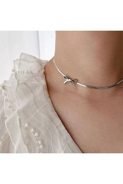 Köstebek Silver Bow Necklace