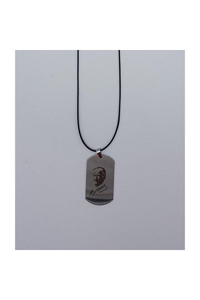 Köstebek Mustafa Kemal Atatürk Illustrated Imprint Necklace