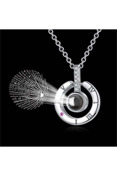 Köstebek Silver Round I Love You in 100 Languages Necklace