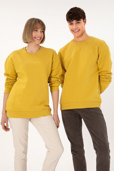 U.S. Polo Assn. Men's Crew Neck Yellow Basic Raised Sweatshirt 50295148 -Vr094