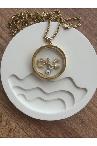 Brillo Çelik Kişiye Özel Harfli Tasarım Cam Madalyon Kolye (sevgiler Günü . A...