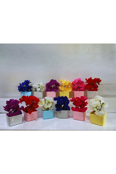 La bella bazar 6 bucăți de flori artificiale în ghiveci, flori decorative din plastic, ornament decorativ în ghiveci din plastic