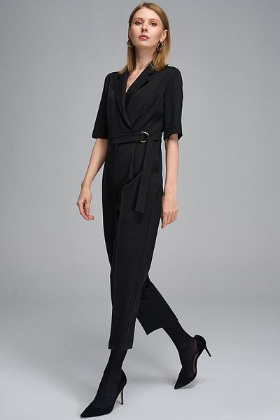 Journey Jumpsuit-Mono Collar, Top Size Double Breasted Closure, Short Sleeve