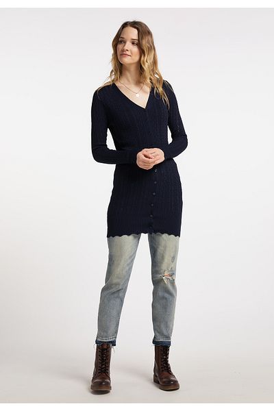 Dreimaster Long Cardigan Aus Ajourstrick