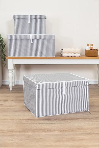 Melantis 3 Pieces of Lidded Laundry-Storage-Arrangement Etc. Holder, Box 40X30X25Cm