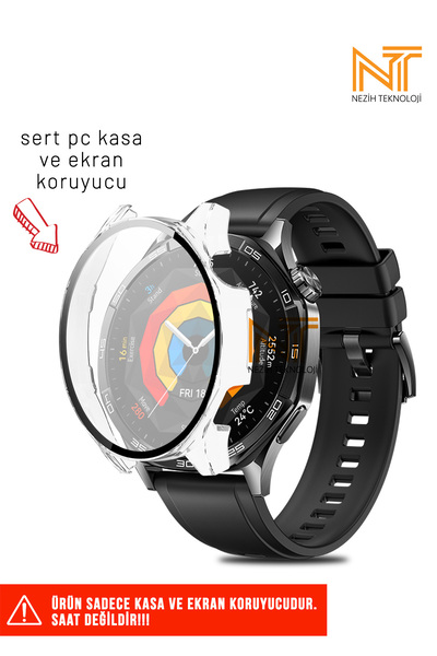 Nezih Case Huawei Watch GT 5 46mm Uyumlu  A+ Kalite Sert PC Kasa ve Ekran Kor...