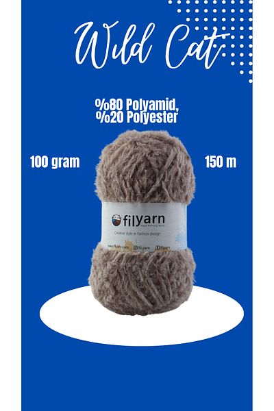 Filyarn Wildcat Single - Soft Fur Beard Cat Rope, Knitting Rope Feather Rope, Cat Play Rope