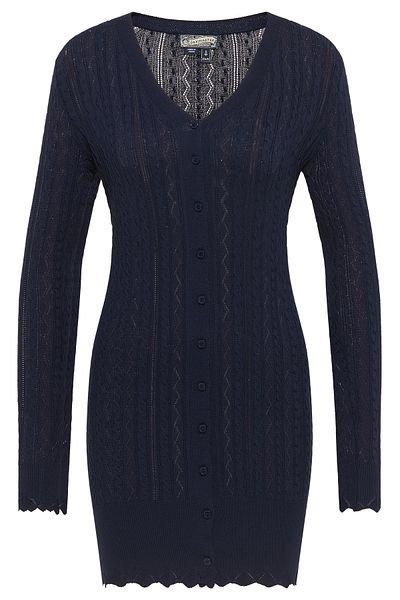 Dreimaster Long Cardigan Aus Ajourstrick