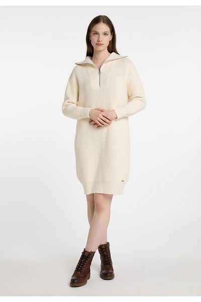 Dreimaster Strick Langarmkleid Midi