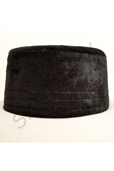 şahinbak Black Velvet Skullcap - Felt and Skullcap Model with Nappy and Mold (T138)