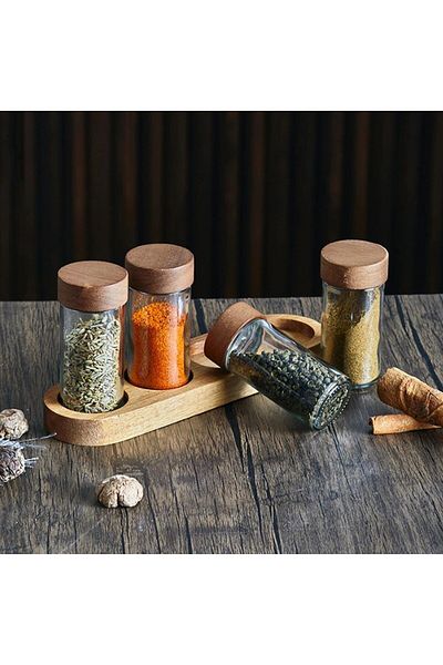 Bonjour Gift & Hobby 4-Piece Acacia Spice Rack