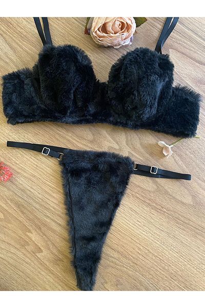 RUYAZ Sutien cu costum de camis din pluș moale cu sârmă neagră