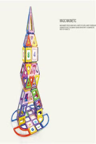 Arabest 97-Piece Colourful Sturdy And Durable Geometrical Shaped Magnetic Building Blocks Toys Set