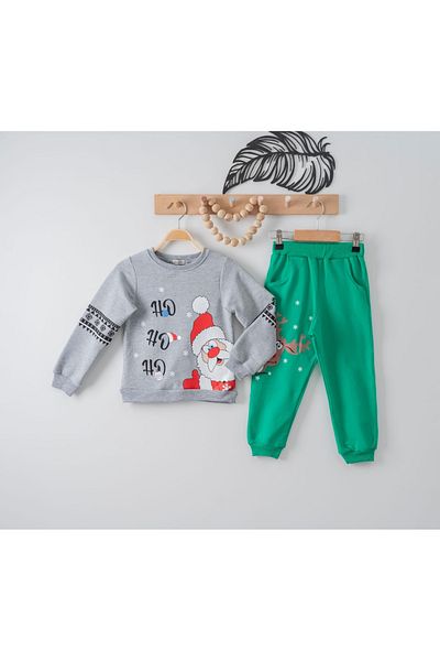 Eray Kids Set de trening unisex cu tematică de Anul Nou Moș Crăciun cu imprimeu de jos și de sus