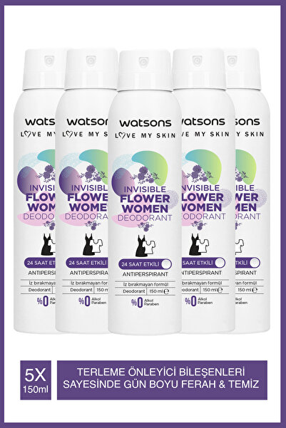 Watsons Invisible Flower Deodorant Sprey 5x150ml