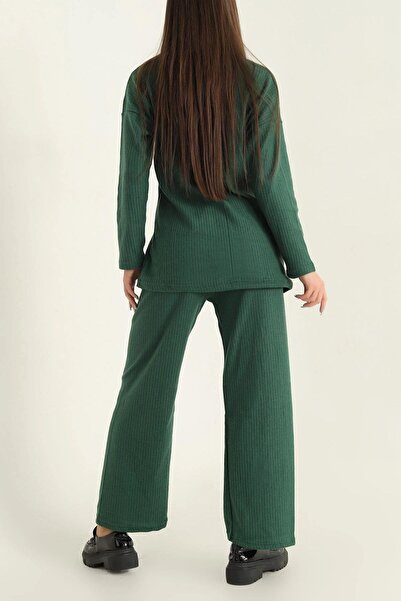 Mossta Green Knitwear Pants and Blouse Set