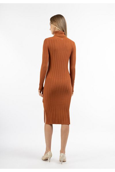 Dreimaster Strick Langarmkleid midi