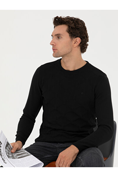 Cacharel Black Slim Fit Crew Neck Knitwear Sweater 50234964 -Vr046