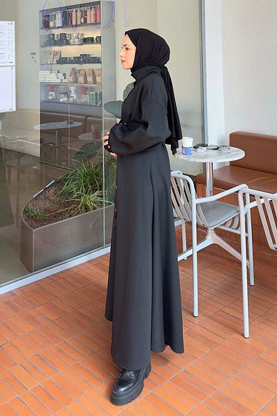 lamelif Scuba Belted Hijab Dress