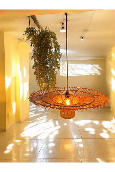 MDZN Zeus Güneş Wicker Chandelier 75X75 Bohemian Chandelier Jute Chandelier Room Kitchen Living Room Chandelier Restaurant Cafe Chandelier