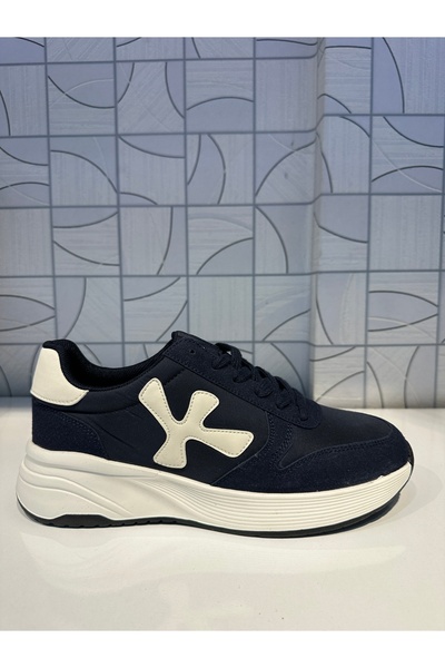 Anıl Ayakkabı NK Cruz Чоловічі сині кросівки з візерунком, деталі з тканини, підошва з пінопласту Memory Foam, кросівки для прогулянок