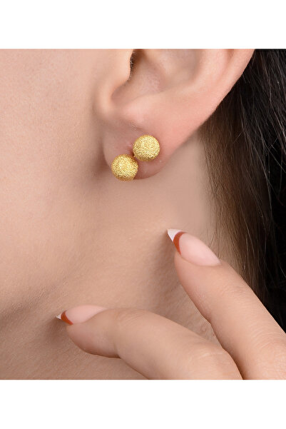 kuyumcu nurettin 1.60 Gr (gram) Simli Toplu Desenli Küpe 6 Mm 22 Ayar Altın