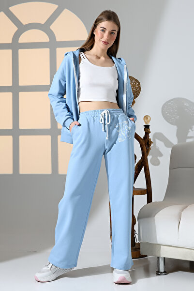 DİVİSTA Γυναικείο Σετ Φούτερ σε Μπλε Χρώμα 100% Βαμβακερό