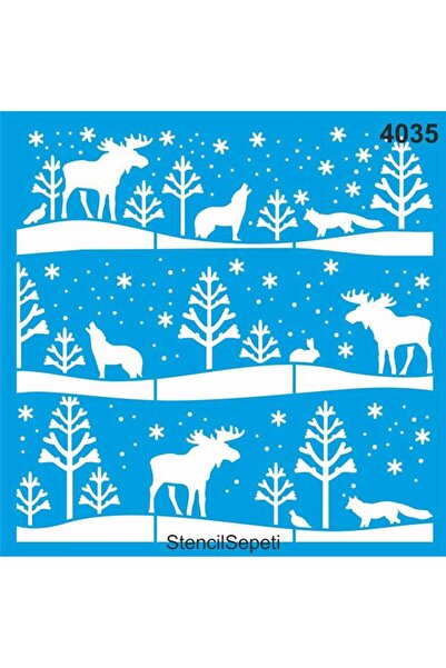 StencilSepeti Noel Geyikleri Stencil boyama şablonu