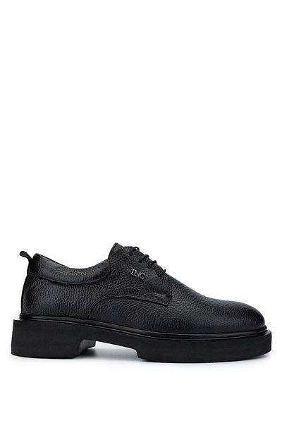 Tamer Tanca Men's Genuine Leather Black Floater Casual Shoes