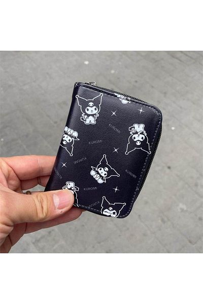 Köstebek Black Anime Kuromi Glare Collage Short Wallet