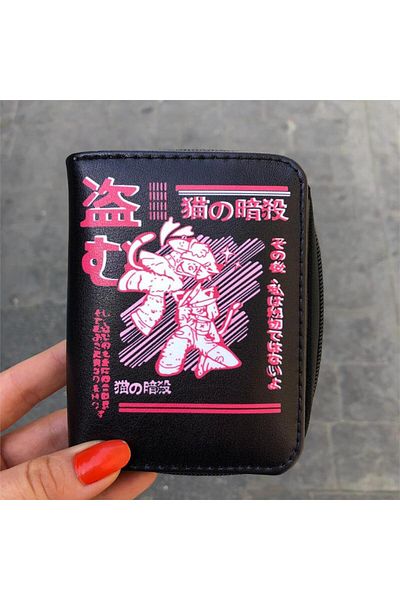 Köstebek Anime Harajuku Kawaii Ninja Cat Short Wallet