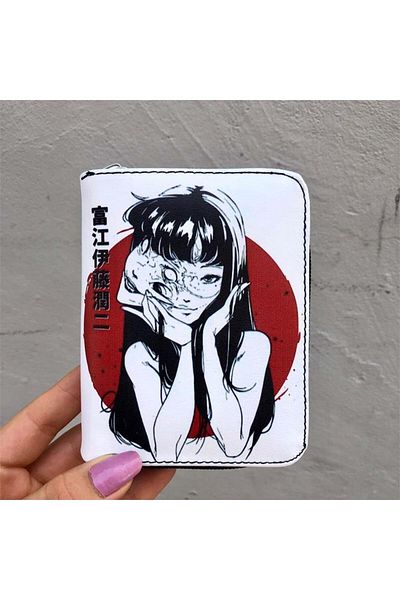 Köstebek Anime : Tomie New Harajuku Gothic Girl Flowers Short Wallet