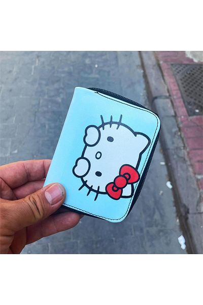 Köstebek Portofel scurt Anime Hello Kitty Blue
