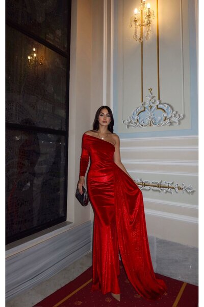 Sindimoda Rosabella Tek Kol Simli Abiye 582269