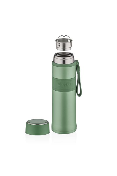 Shotay Diamond Double Wall Stainless Steel Green Thermos 420ml
