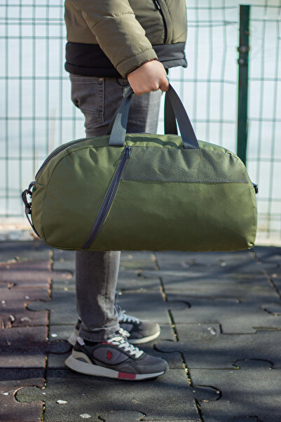 KAFF Large Size Khaki Front Pocket Adjustable Shoulder Strap Hand Travel Duff...