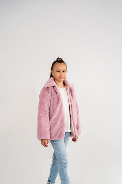 Eray Kids Basic Daily Pink Girl's Plush Coat