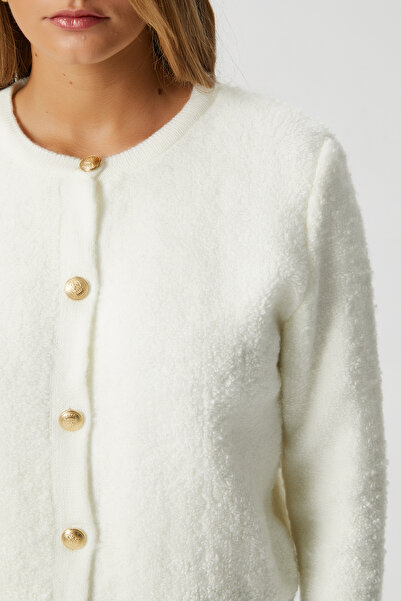 Ritnice Edna Ecru Women's Boucle Cardigan