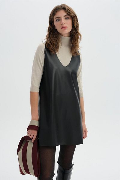 SHERIN Black Leather Dress